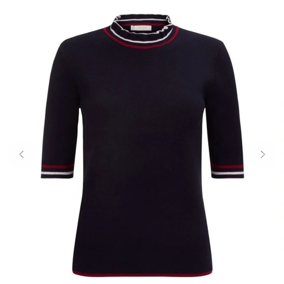 Hobbs London Grace Navy Short Sleeve Sweater NEW - Picture 2 of 8